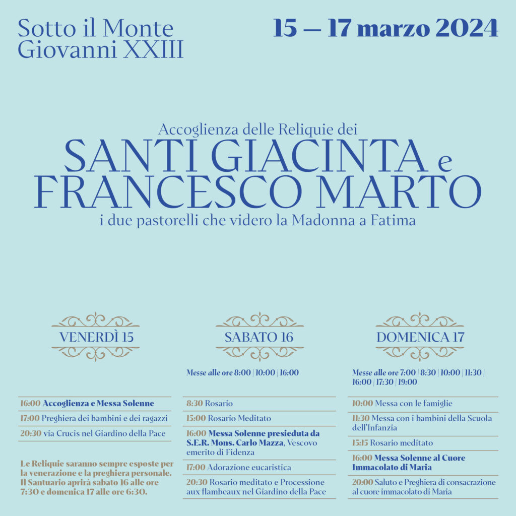 Accoglienza delle Reliquie dei Santi Giacinta e Francesco Marto 2 - Santuario Papa Giovanni XXIII