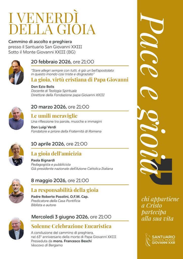 I Venerdì della Gioia: un nuovo cammino di ascolto e preghiera 1 - Santuario Papa Giovanni XXIII